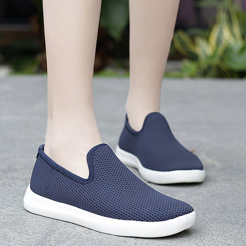 Kvinnor Casual Andas Mesh-tyg Mjuk Sula Slip-on Loafers