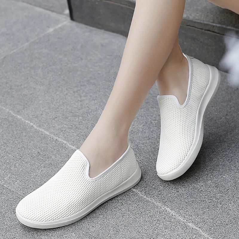 Kvinnor Casual Andas Mesh-tyg Mjuk Sula Slip-on Loafers