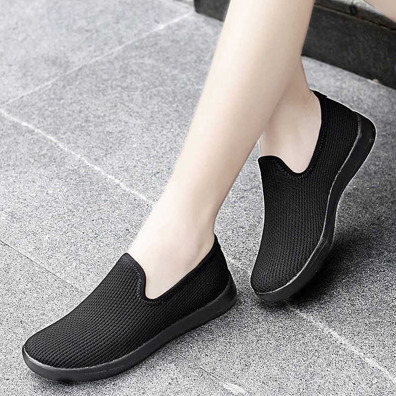 Kvinnor Casual Andas Mesh-tyg Mjuk Sula Slip-on Loafers