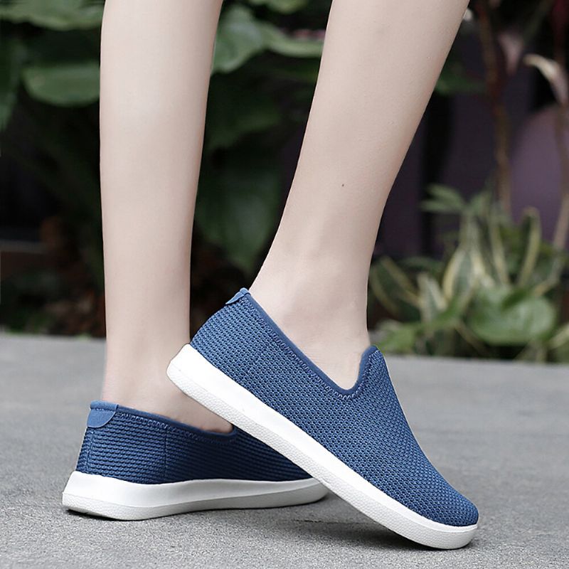 Kvinnor Casual Andas Mesh-tyg Mjuk Sula Slip-on Loafers