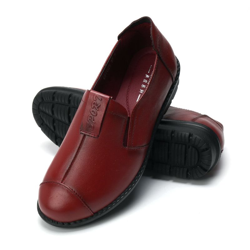 Kvinnor Casual Bekväm Mjuk Sula Slip On Leather Loafers