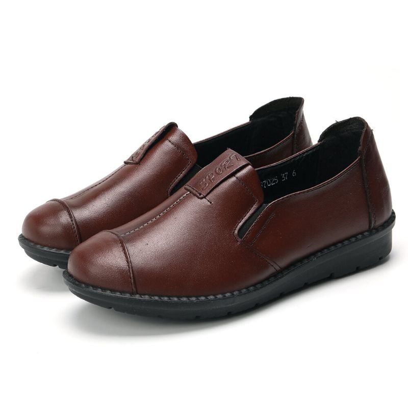 Kvinnor Casual Bekväm Mjuk Sula Slip On Leather Loafers