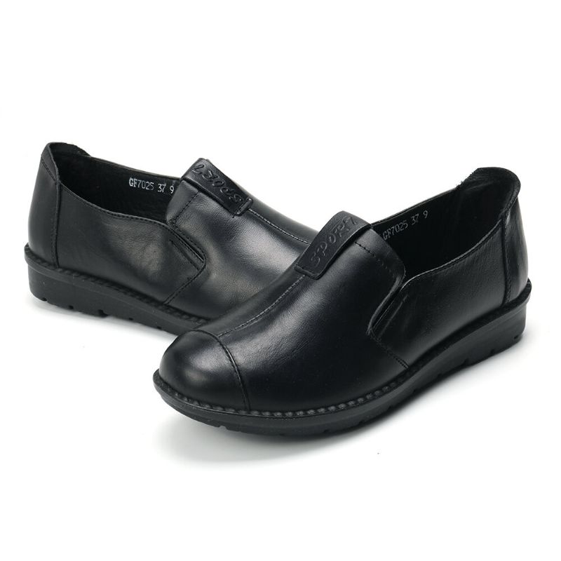 Kvinnor Casual Bekväm Mjuk Sula Slip On Leather Loafers