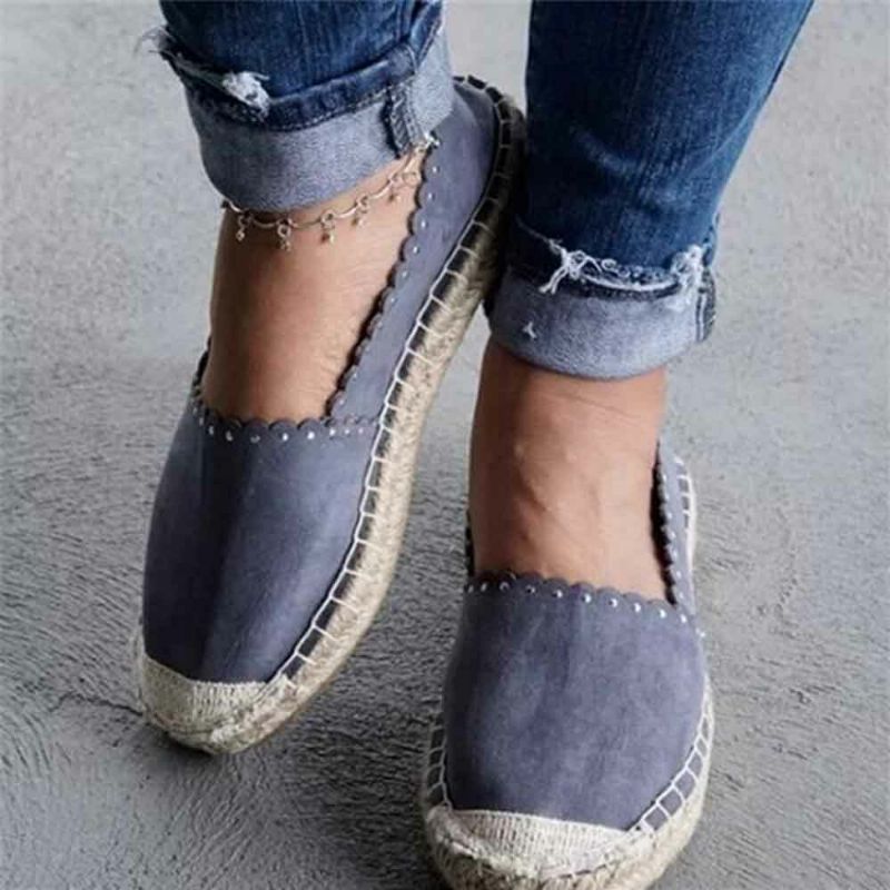 Kvinnor Casual Comfy Andas Espadrille Flat Slip On Flats