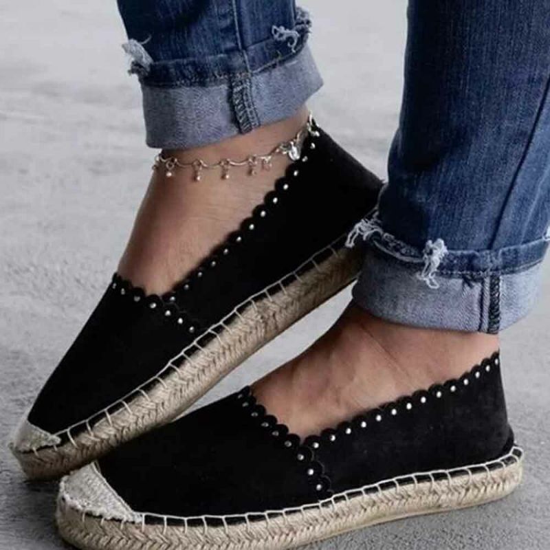 Kvinnor Casual Comfy Andas Espadrille Flat Slip On Flats