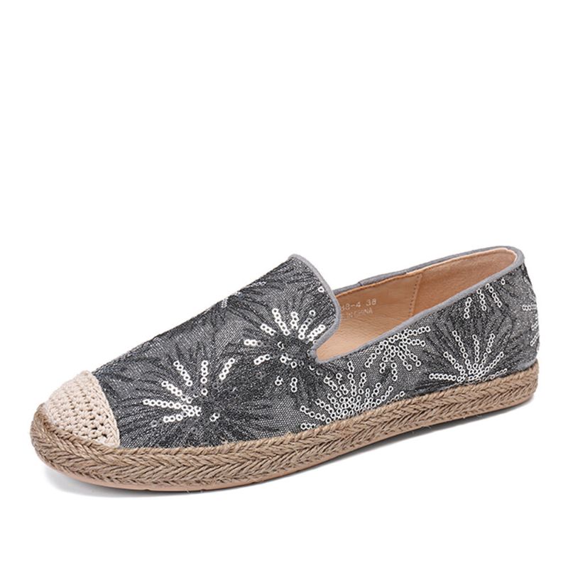 Kvinnor Casual Paljettblommor Mönster Espadrille Flats Loafers