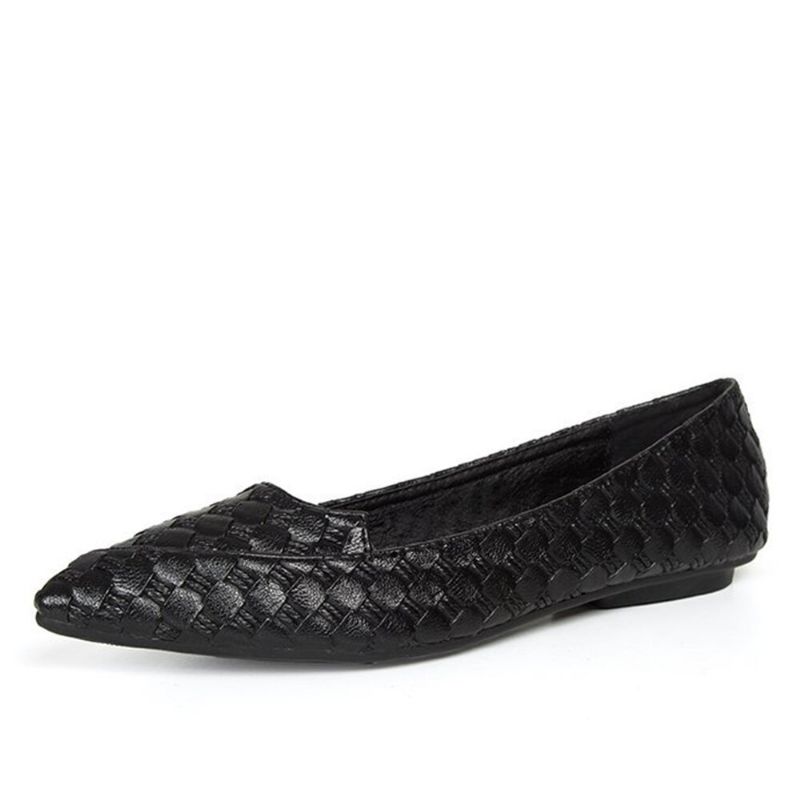 Kvinnor Casual Solid Woven Flat Shoes Med Spetsig Tå