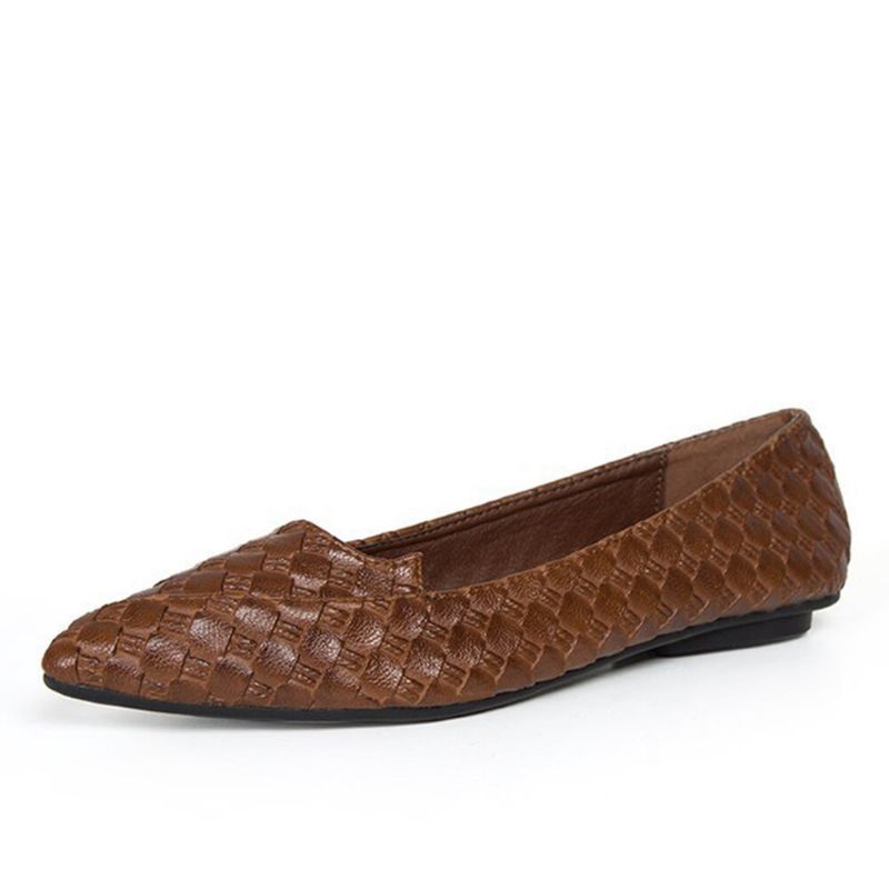 Kvinnor Casual Solid Woven Flat Shoes Med Spetsig Tå