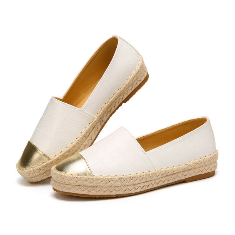 Kvinnor Casual Splicing Slip On Espadrille Loafers Flats Fisherman's Shoes