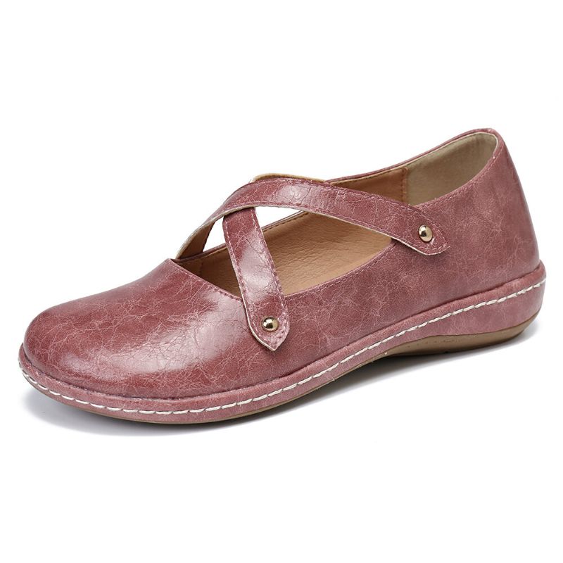 Kvinnor Cross Strap Enfärgad Casual Comfy Flats