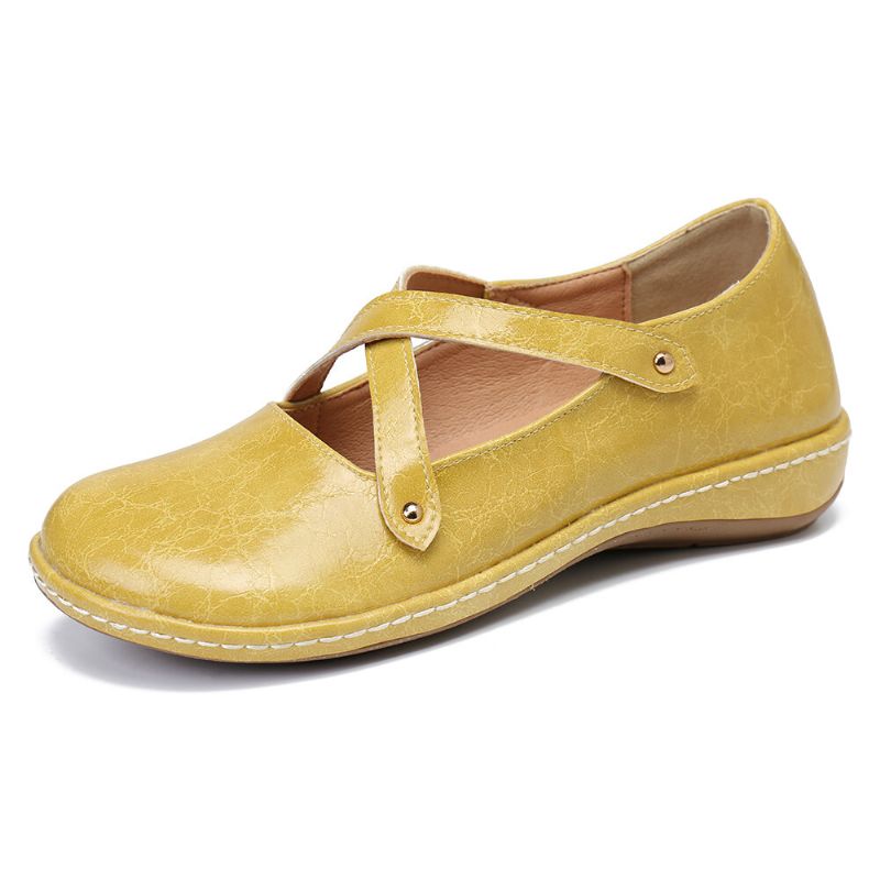 Kvinnor Cross Strap Enfärgad Casual Comfy Flats