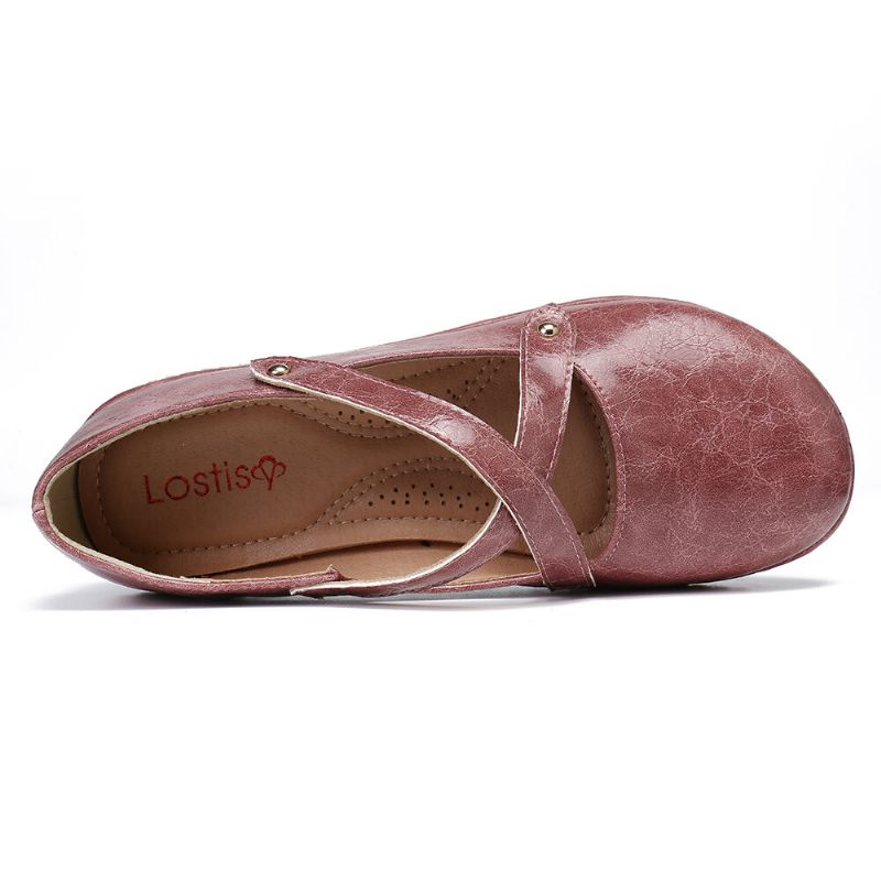 Kvinnor Cross Strap Enfärgad Casual Comfy Flats