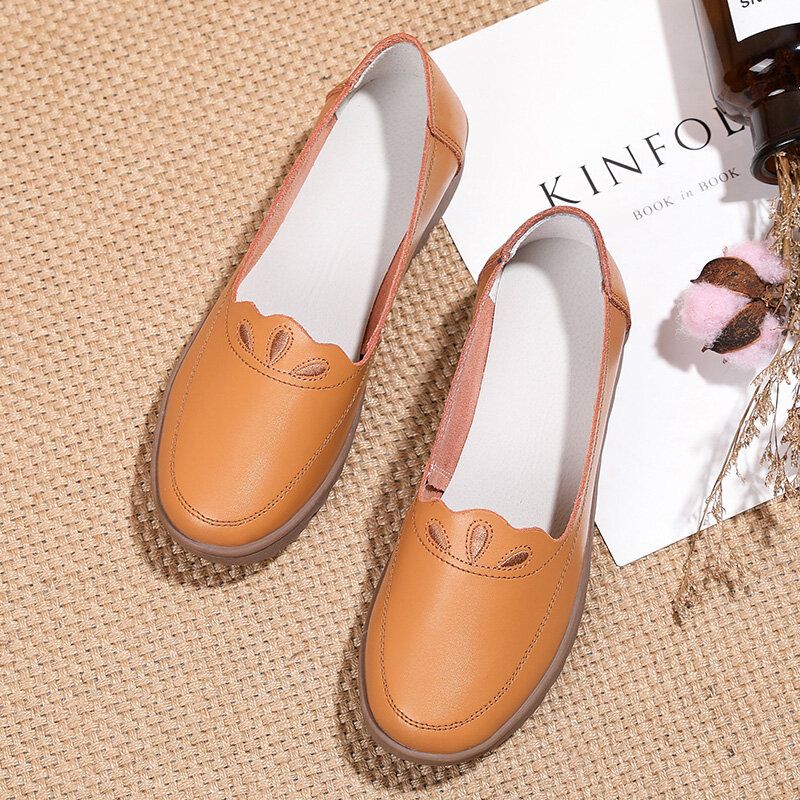 Kvinnor Daily Rund Toe Mjuk Enfärgad Flat Loafers Skor