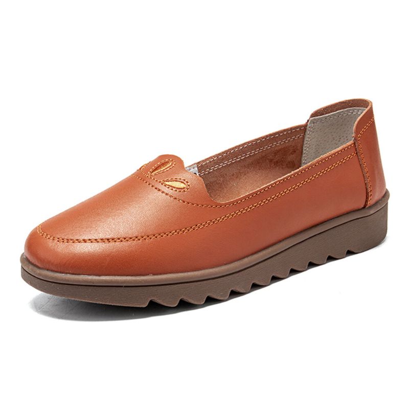 Kvinnor Daily Rund Toe Mjuk Enfärgad Flat Loafers Skor