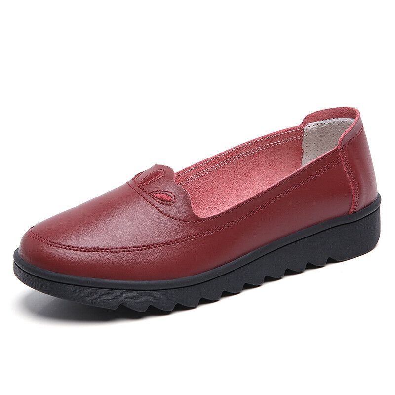 Kvinnor Daily Rund Toe Mjuk Enfärgad Flat Loafers Skor