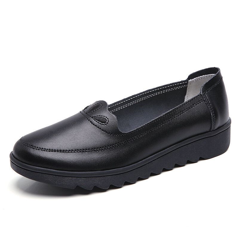 Kvinnor Daily Rund Toe Mjuk Enfärgad Flat Loafers Skor