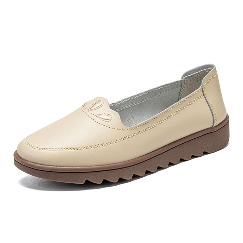 Kvinnor Daily Rund Toe Mjuk Enfärgad Flat Loafers Skor