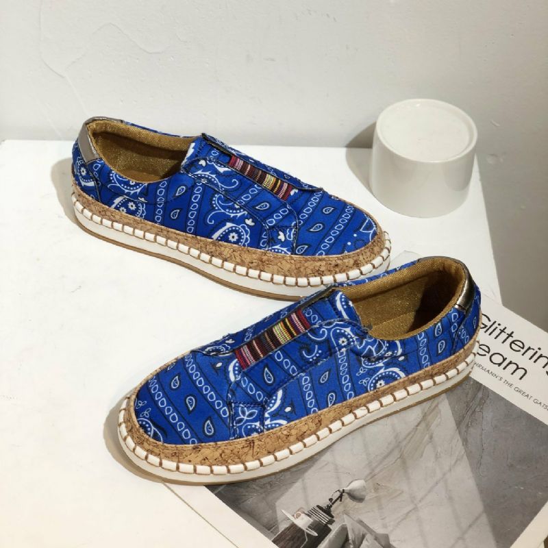 Kvinnor Folkways Printing Comfy Slip On Casual Flat Shoes