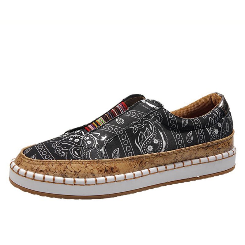 Kvinnor Folkways Printing Comfy Slip On Casual Flat Shoes