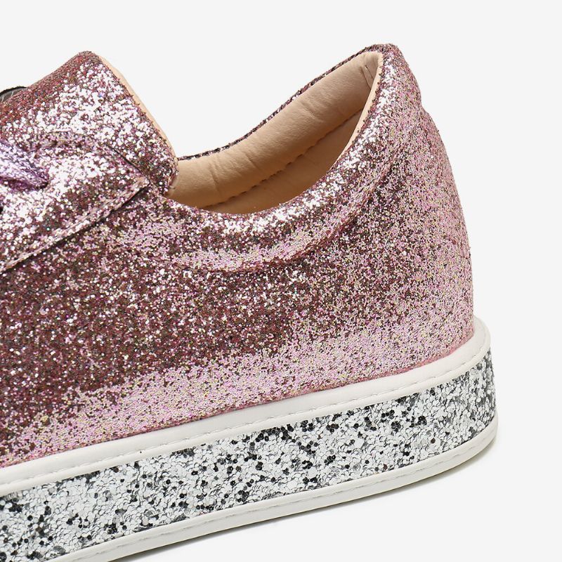 Kvinnor Glitter Paljetter Mode Snörning Party Casual Plattform Skor Flats