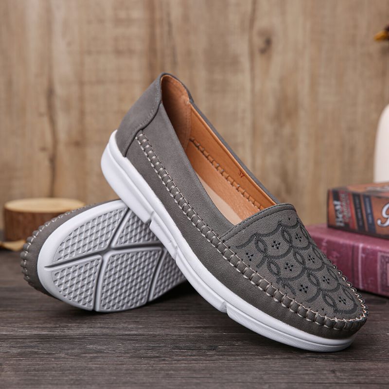 Kvinnor Hand Stricing Hollow Comfy Massage Andas Casual Flats