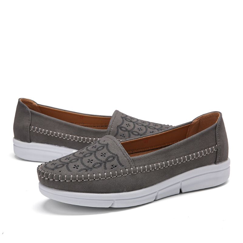 Kvinnor Hand Stricing Hollow Comfy Massage Andas Casual Flats