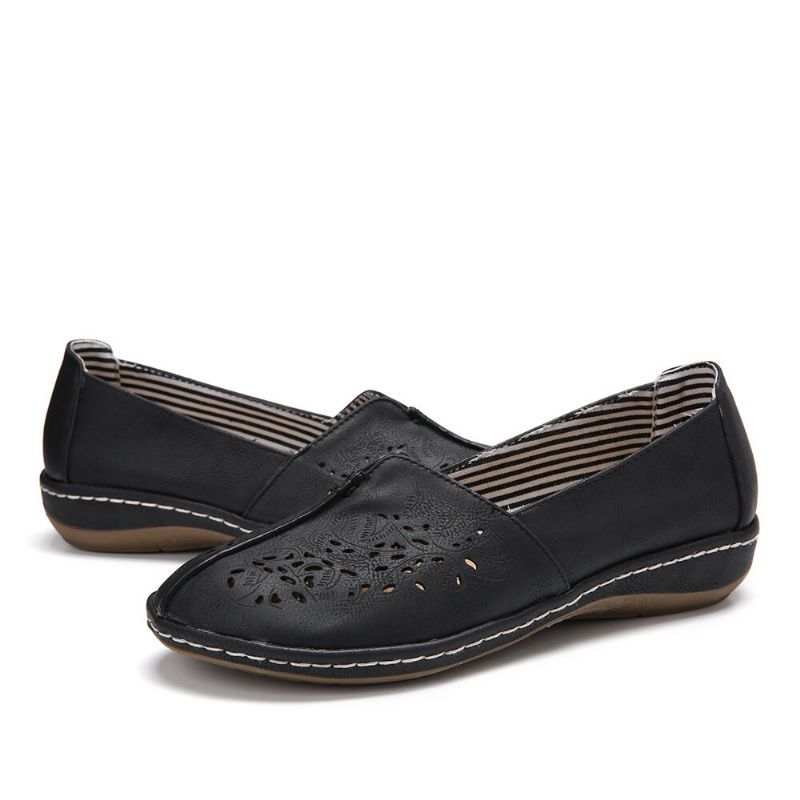 Kvinnor Hand Stricing Hollow Comfy Retro Casual Slip On Flats