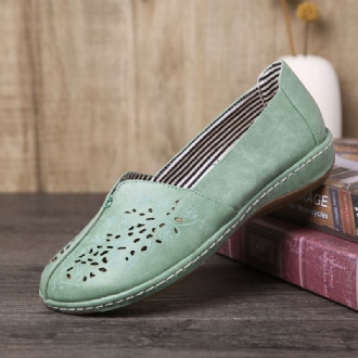 Kvinnor Hand Stricing Hollow Comfy Retro Casual Slip On Flats