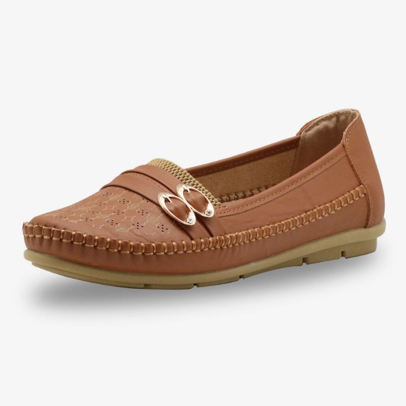 Kvinnor Ihåligt Spänne Slip On Soft Andas Casual Flats