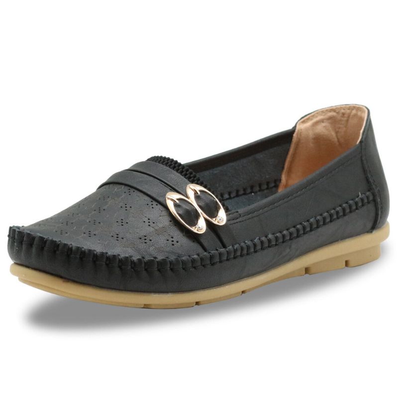 Kvinnor Ihåligt Spänne Slip On Soft Andas Casual Flats