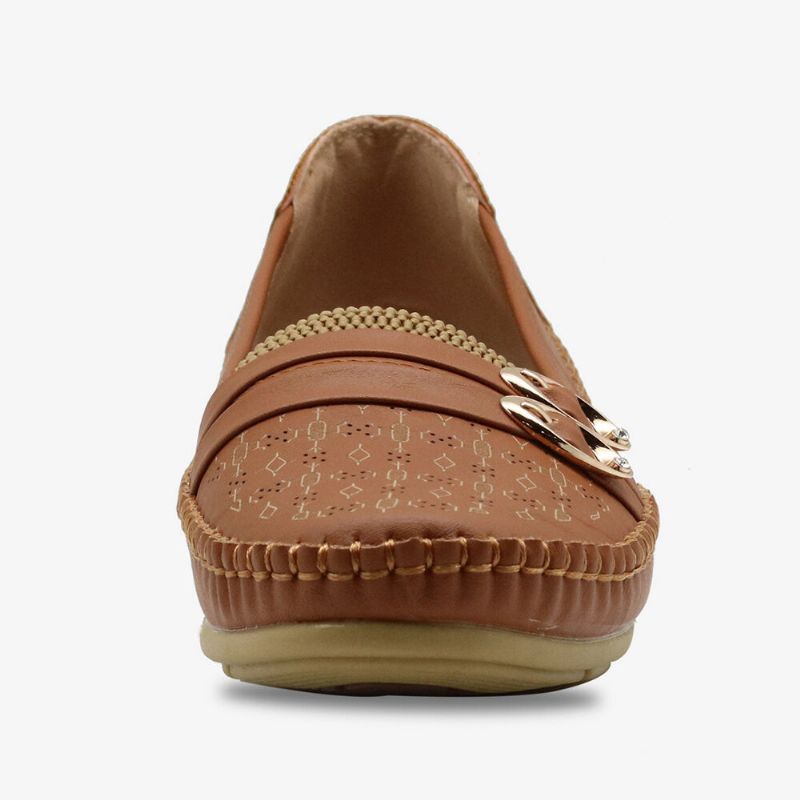 Kvinnor Ihåligt Spänne Slip On Soft Andas Casual Flats