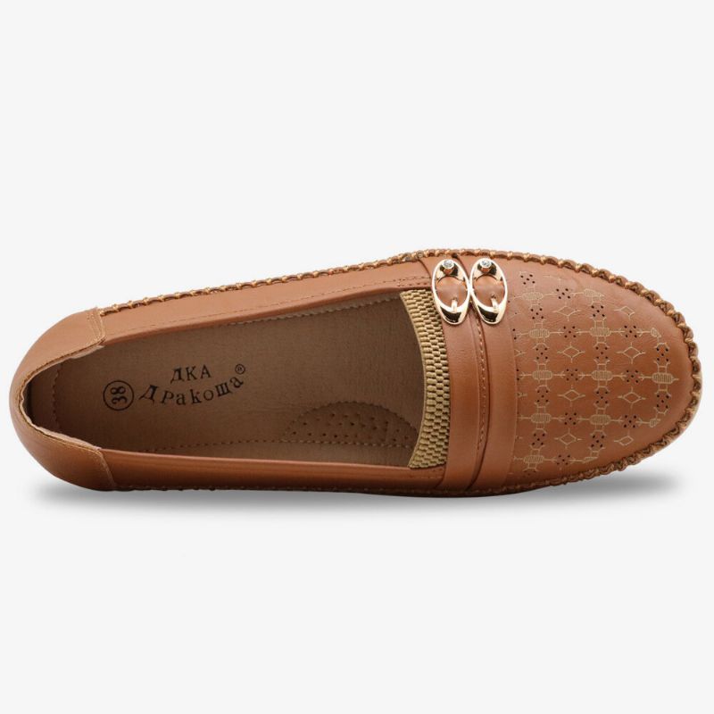 Kvinnor Ihåligt Spänne Slip On Soft Andas Casual Flats