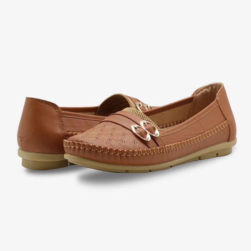 Kvinnor Ihåligt Spänne Slip On Soft Andas Casual Flats