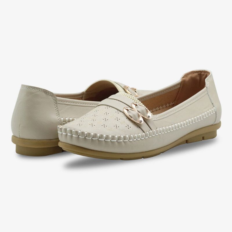 Kvinnor Ihåligt Spänne Slip On Soft Andas Casual Flats