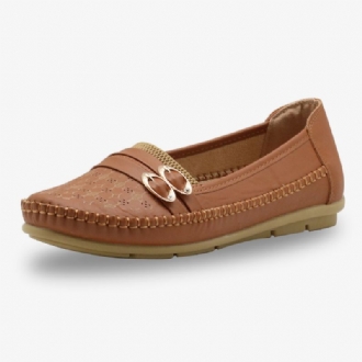 Kvinnor Ihåligt Spänne Slip On Soft Andas Casual Flats