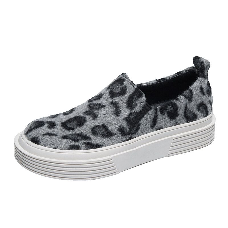 Kvinnor Large Leopard Mocka Halkbeständiga Bekväma Casual Flats