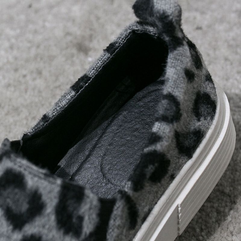 Kvinnor Large Leopard Mocka Halkbeständiga Bekväma Casual Flats