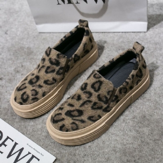 Kvinnor Large Leopard Mocka Halkbeständiga Bekväma Casual Flats