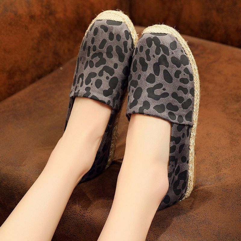 Kvinnor Leopardtryck Bekväm Lättvikt Casual Slip On Espadrille Flats