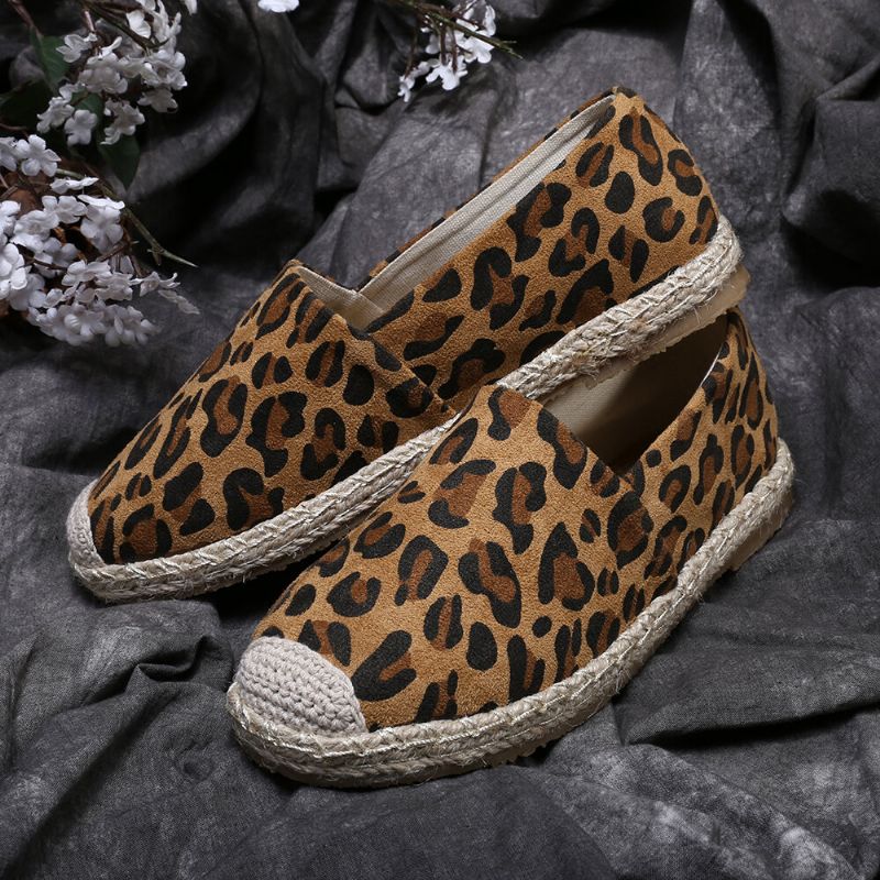 Kvinnor Leopardtryck Bekväm Lättvikt Casual Slip On Espadrille Flats