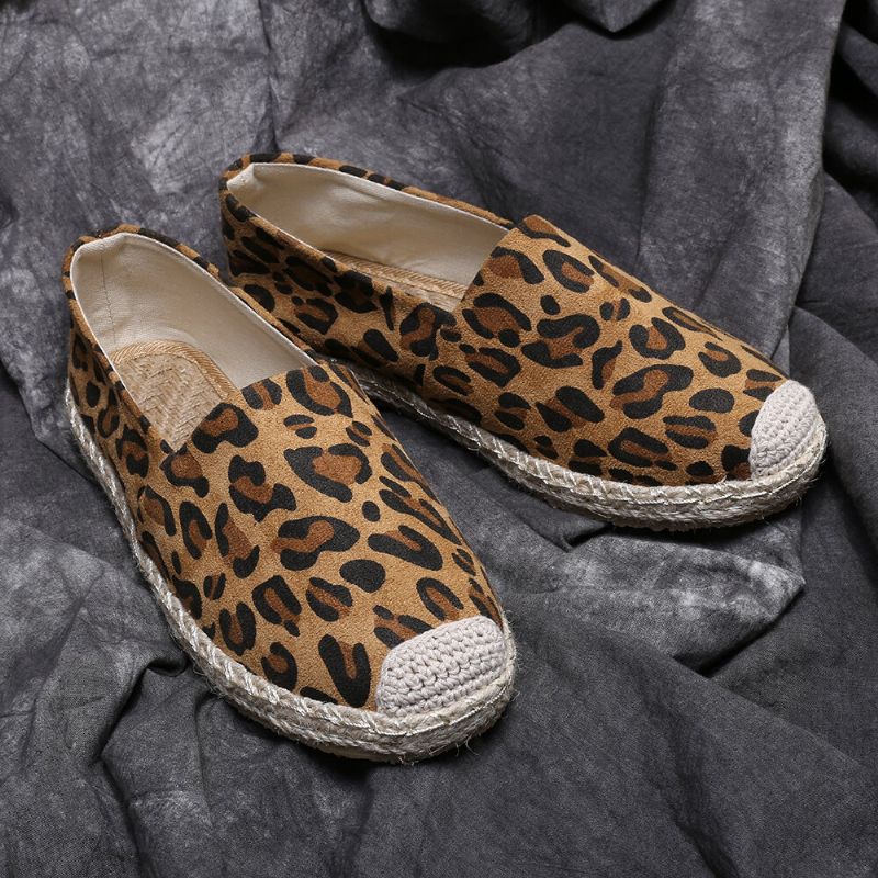 Kvinnor Leopardtryck Bekväm Lättvikt Casual Slip On Espadrille Flats