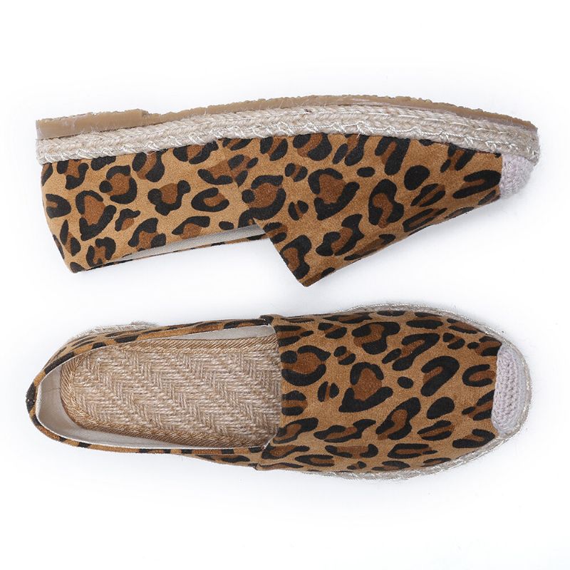 Kvinnor Leopardtryck Bekväm Lättvikt Casual Slip On Espadrille Flats