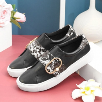 Kvinnor Metal Spänne Snake Print Bekväma Casual Flats