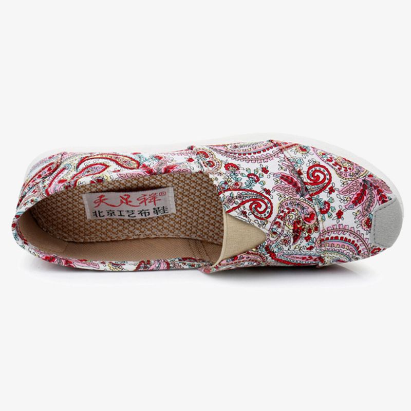 Kvinnor Mjukt Mönster Tyg Slip On Flat Loafers