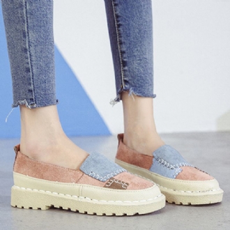 Kvinnor Skarvning Halkbeständig Mjuk Casual Slip On Comfy Flats