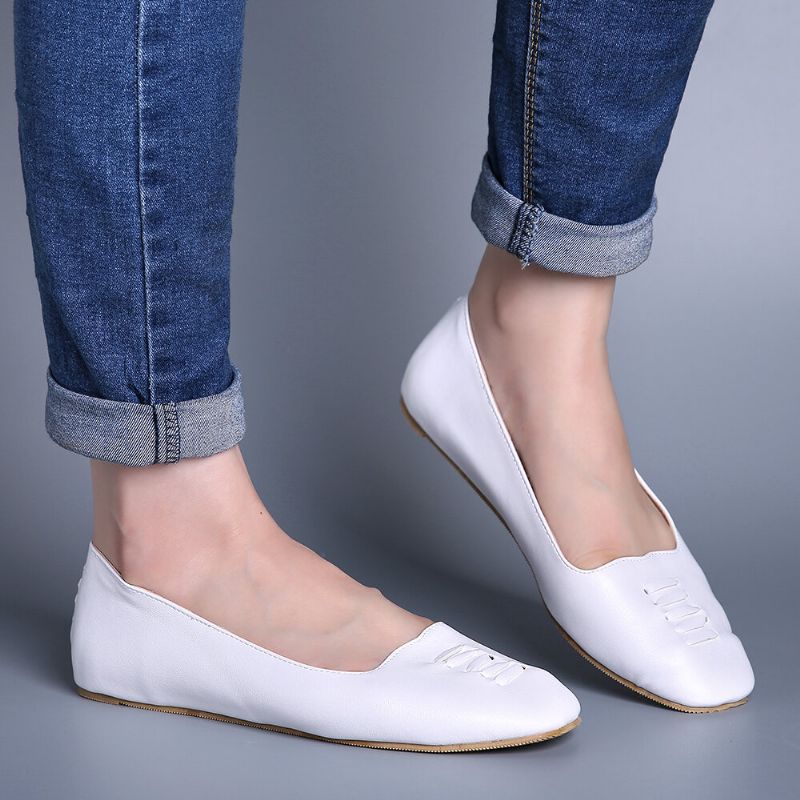 Kvinnor Square Toe Comfy Lättvikts Slip On Loafers