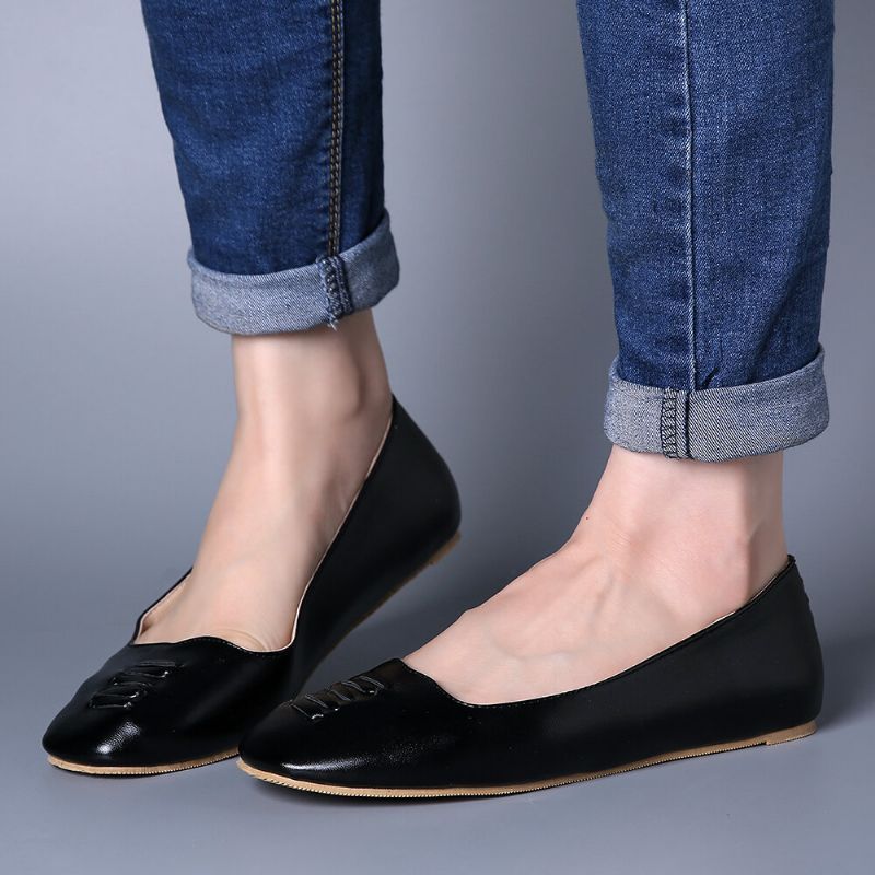 Kvinnor Square Toe Comfy Lättvikts Slip On Loafers