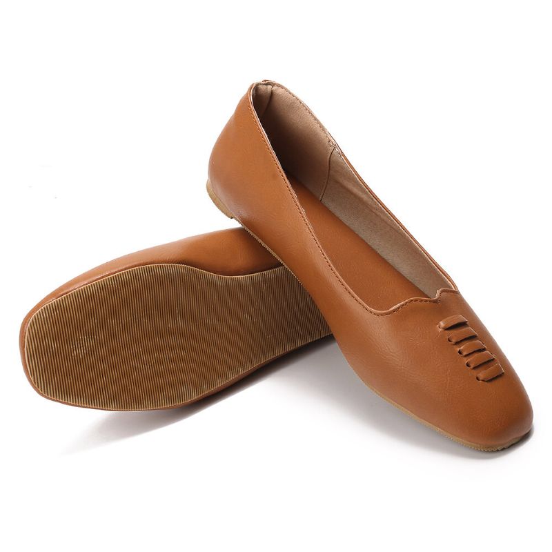 Kvinnor Square Toe Comfy Lättvikts Slip On Loafers