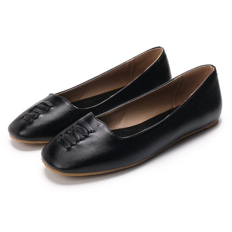 Kvinnor Square Toe Comfy Lättvikts Slip On Loafers