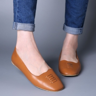 Kvinnor Square Toe Comfy Lättvikts Slip On Loafers